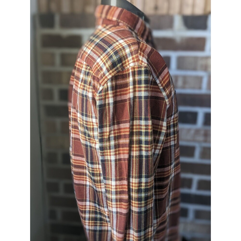 Mens American Eagle Flannel Shirt Brown Plaid Long Sleeve Size M Seriously Soft - Picture 2 of 7